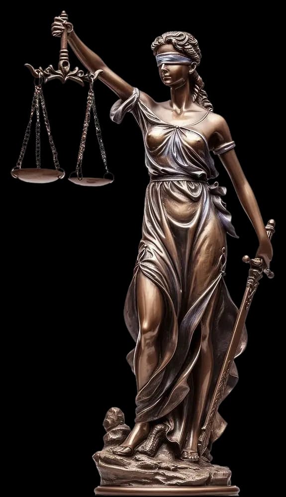 Justice statue backdrop
